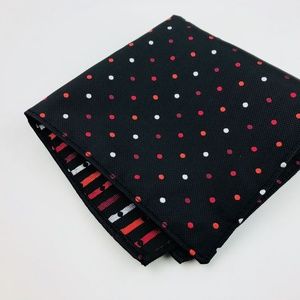 Pocket Square 100% Silk Black with Dot Pattern